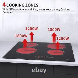 4/5 Zone Electric Ceramic Hob Built-in Touch Control Timer Child Lock 9 Level