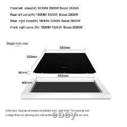 60cm 4 Zone Built-in Touch Control 7000With9200W Induction Hob Timer Black