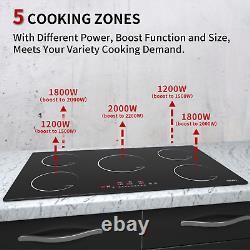 90 cm 5 Zone Built-in Induction Hob With Child lock Touch Control Black, 8600 W
