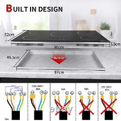 90 cm 5 Zone Built-in Induction Hob With Child lock Touch Control Black, 8600 W