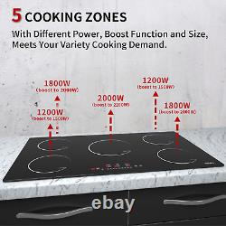 90cm Black Touch Control 5 Zone Electric Induction Hob With Child lock 8600 W