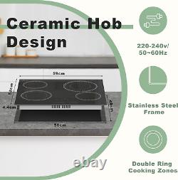 Ceramic Hob 4 Zones, Electric Hob with Frame, Built-in Glass Ceramic Hob, 60CM