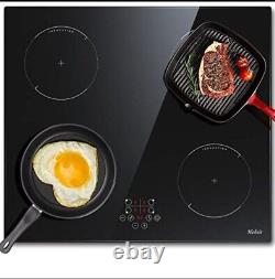 Ceramic Hob, 60cm Built-in 4 Zones Electric Cooktop with Dual Oval Zone