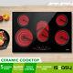 Ceramic Hob 77cm, Black Glass Built-in Electric Worktop, 5zone Touch Control, Timer