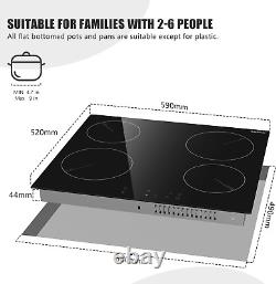 Ceramic Hob, Karinear 60cm Built-in 4 Zones Electric Hob with Touch Control Hard