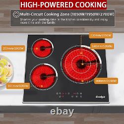 Cooksir Ceramic Hob, Electric Hob 3 Zone 5700W, Ceramic Cooktop with Touch with