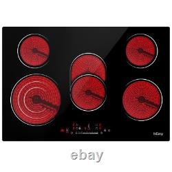 Electric Ceramic Hob 30/59/77cm Built-in 2/4/5 Zone Touch Control, Timer, Black UK