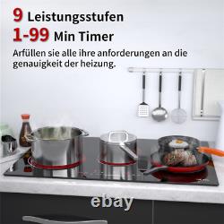 Electric Ceramic Hob 30/59/77cm Built-in 2/4/5 Zone Touch Control, Timer, Black UK