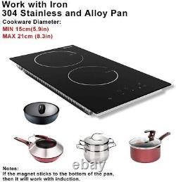 GIONIEN Plug in 2 Ring Induction Hob, 30cm Built in Double Electric Hob