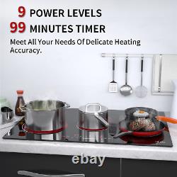 IsEasy 77cm 5 Zone Electric Ceramic Hob Glass Built-in Child Lock Touch Timer
