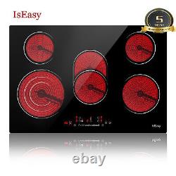 IsEasy Kitchen 2/4/5 Zone Ceramic Hob Glass Built-in Touch Control Lock Timer UK