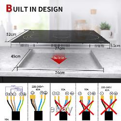 IsEasy Kitchen 2/4/5 Zone Ceramic Hob Glass Built-in Touch Control Lock Timer UK