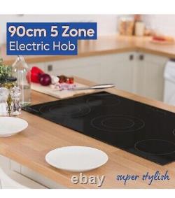 Russell Hobbs Electric Hob Black 90cm 5 Zone with Touch Controls RH90EH7011