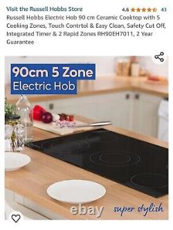 Russell Hobbs Electric Hob Black 90cm 5 Zone with Touch Controls RH90EH7011