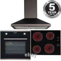 SIA 60cm Single True Fan Oven, 4 Zone Touch Control Ceramic Hob And Chimney Hood