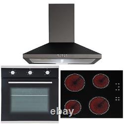 SIA 60cm Single True Fan Oven, 4 Zone Touch Control Ceramic Hob And Chimney Hood
