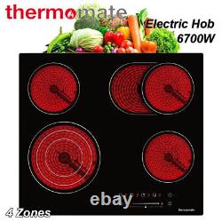 THERMOMATE 60cm 4 Zone Ceramic Hob Built-in Electric Cooktop Cooker Touch 6700W