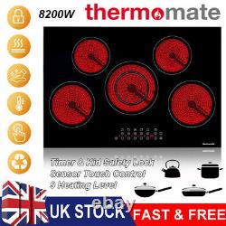 THERMOMATE 8.5kW Ceramic Cooktop 77cm 5 Zone Built-In Electric Hob Touch Control
