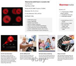 Thermomate 60cm 4 Zone Ceramic Hob Built-in Electric Cooktop Cooker Touch 6700W